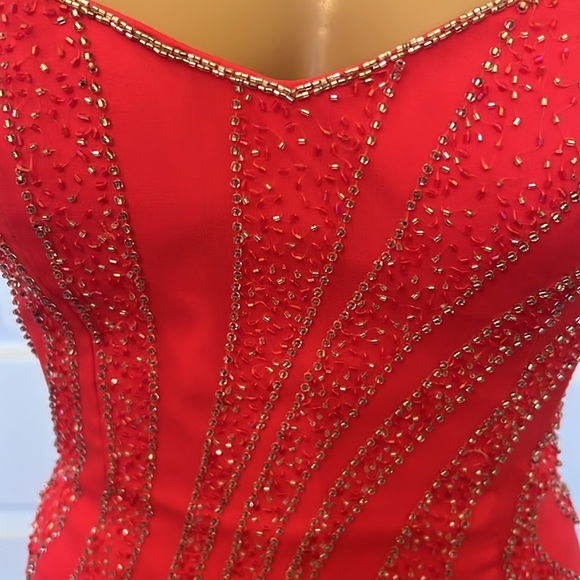 Alyce beaded pink backless prom dress with train size 8 - Picture 3 of 11